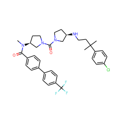 CN(C(=O)c1ccc(-c2ccc(C(F)(F)F)cc2)cc1)[C@H]1CCN(C(=O)N2CC[C@@H](NCCC(C)(C)c3ccc(Cl)cc3)C2)C1 ZINC000049780141