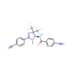 CN(C(=O)c1ccc(C#N)cc1)[C@H]1N(C)C(c2ccc(C#N)cc2)=NC1(C(F)(F)F)C(F)(F)F ZINC000027989000