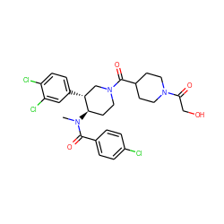 CN(C(=O)c1ccc(Cl)cc1)[C@@H]1CCN(C(=O)C2CCN(C(=O)CO)CC2)C[C@H]1c1ccc(Cl)c(Cl)c1 ZINC000096167368