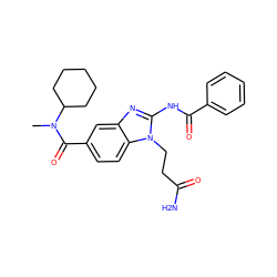 CN(C(=O)c1ccc2c(c1)nc(NC(=O)c1ccccc1)n2CCC(N)=O)C1CCCCC1 ZINC000028822301