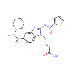 CN(C(=O)c1ccc2c(c1)nc(NC(=O)c1cccs1)n2CCCC(N)=O)C1CCCCC1 ZINC000028822770