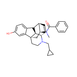 CN(C(=O)c1ccccc1)[C@H]1C[C@@]23CCN(CC4CC4)[C@H]4C=C[C@@H]1C[C@]42Cc1ccc(O)cc13 ZINC000473114897