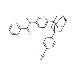 CN(C(=O)c1ccccc1)c1ccc(C23C[C@H]4C[C@@H](CC(c5ccc(C#N)cc5)(C4)C2)C3)cc1 ZINC000299864513