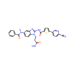 CN(C(=O)c1ccccc1)c1ccc2c(c1)nc(NC(=O)c1ccc(-c3ccc(C#N)nc3)s1)n2CCC(N)=O ZINC000042887919