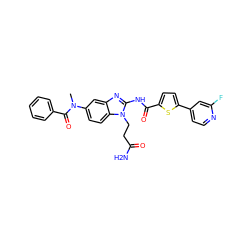 CN(C(=O)c1ccccc1)c1ccc2c(c1)nc(NC(=O)c1ccc(-c3ccnc(F)c3)s1)n2CCC(N)=O ZINC000042878633