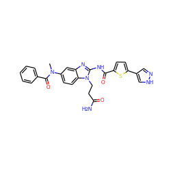 CN(C(=O)c1ccccc1)c1ccc2c(c1)nc(NC(=O)c1ccc(-c3cn[nH]c3)s1)n2CCC(N)=O ZINC000040935247