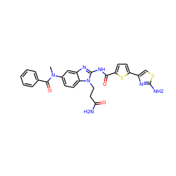 CN(C(=O)c1ccccc1)c1ccc2c(c1)nc(NC(=O)c1ccc(-c3csc(N)n3)s1)n2CCC(N)=O ZINC000042889218