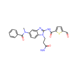 CN(C(=O)c1ccccc1)c1ccc2c(c1)nc(NC(=O)c1ccc(C=O)s1)n2CCC(N)=O ZINC000040933870