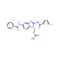 CN(C(=O)c1ccccc1)c1ccc2c(c1)nc(NC(=O)c1ccc(Cl)s1)n2CCC(N)=O ZINC000040919100