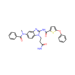 CN(C(=O)c1ccccc1)c1ccc2c(c1)nc(NC(=O)c1ccc(Oc3ccccc3)s1)n2CCC(N)=O ZINC000049872053