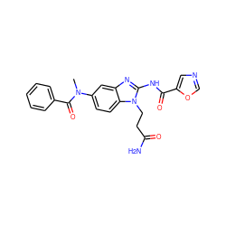 CN(C(=O)c1ccccc1)c1ccc2c(c1)nc(NC(=O)c1cnco1)n2CCC(N)=O ZINC000040935209