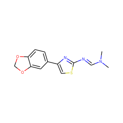 CN(C)/C=N/c1nc(-c2ccc3c(c2)OCO3)cs1 ZINC000020392395