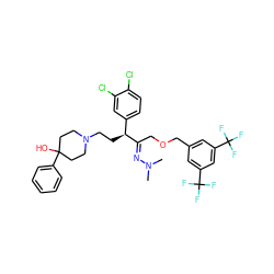 CN(C)/N=C(\COCc1cc(C(F)(F)F)cc(C(F)(F)F)c1)[C@@H](CCN1CCC(O)(c2ccccc2)CC1)c1ccc(Cl)c(Cl)c1 ZINC000027896829