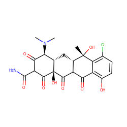CN(C)[C@@H]1C(=O)C(C(N)=O)C(=O)[C@@]2(O)C(=O)C3C(=O)c4c(O)ccc(Cl)c4[C@@](C)(O)[C@H]3C[C@@H]12 ZINC000004019711
