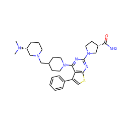 CN(C)[C@@H]1CCCN(CC2CCN(c3nc(N4CC[C@H](C(N)=O)C4)nc4scc(-c5ccccc5)c34)CC2)C1 ZINC000146409604