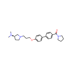 CN(C)[C@@H]1CCN(CCCOc2ccc(-c3ccc(C(=O)N4CCCC4)cc3)cc2)C1 ZINC000022927367