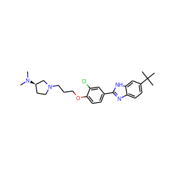 CN(C)[C@@H]1CCN(CCCOc2ccc(-c3nc4ccc(C(C)(C)C)cc4[nH]3)cc2Cl)C1 ZINC000023361016