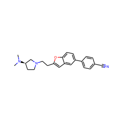 CN(C)[C@@H]1CCN(CCc2cc3cc(-c4ccc(C#N)cc4)ccc3o2)C1 ZINC000022932455