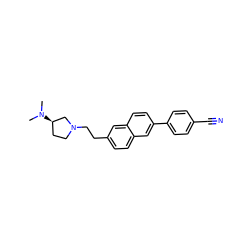 CN(C)[C@@H]1CCN(CCc2ccc3cc(-c4ccc(C#N)cc4)ccc3c2)C1 ZINC000028901288