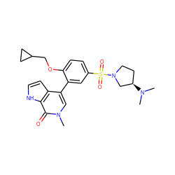 CN(C)[C@@H]1CCN(S(=O)(=O)c2ccc(OCC3CC3)c(-c3cn(C)c(=O)c4[nH]ccc34)c2)C1 ZINC000146447655