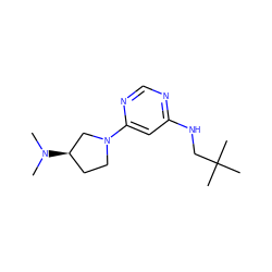 CN(C)[C@@H]1CCN(c2cc(NCC(C)(C)C)ncn2)C1 ZINC000073170184