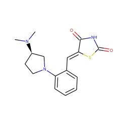 CN(C)[C@@H]1CCN(c2ccccc2/C=C2\SC(=O)NC2=O)C1 ZINC000084668741