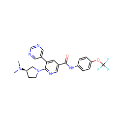 CN(C)[C@@H]1CCN(c2ncc(C(=O)Nc3ccc(OC(F)(F)F)cc3)cc2-c2cncnc2)C1 ZINC000224327710