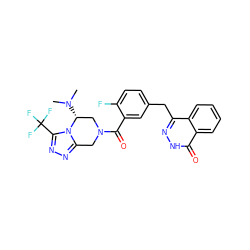 CN(C)[C@@H]1CN(C(=O)c2cc(Cc3n[nH]c(=O)c4ccccc34)ccc2F)Cc2nnc(C(F)(F)F)n21 ZINC000208100519