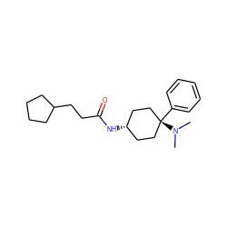 CN(C)[C@]1(c2ccccc2)CC[C@@H](NC(=O)CCC2CCCC2)CC1 ZINC000299830207