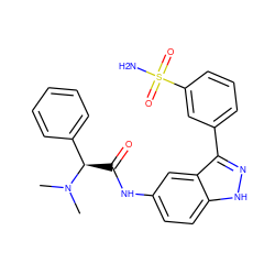 CN(C)[C@H](C(=O)Nc1ccc2[nH]nc(-c3cccc(S(N)(=O)=O)c3)c2c1)c1ccccc1 ZINC000299824948