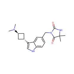 CN(C)[C@H]1C[C@H](c2c[nH]c3ccc(CN4C(=O)NC(C)(C)C4=O)cc32)C1 ZINC000299846385