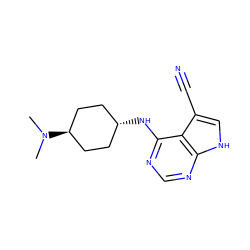 CN(C)[C@H]1CC[C@H](Nc2ncnc3[nH]cc(C#N)c23)CC1 ZINC000299825044