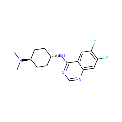 CN(C)[C@H]1CC[C@H](Nc2ncnc3cc(F)c(F)cc23)CC1 ZINC000584615218