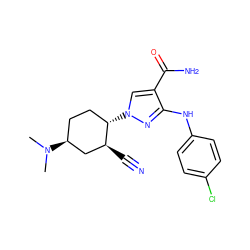 CN(C)[C@H]1CC[C@H](n2cc(C(N)=O)c(Nc3ccc(Cl)cc3)n2)[C@@H](C#N)C1 ZINC000222974842