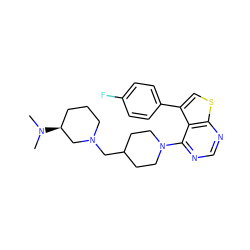 CN(C)[C@H]1CCCN(CC2CCN(c3ncnc4scc(-c5ccc(F)cc5)c34)CC2)C1 ZINC000653663038