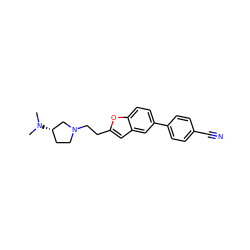 CN(C)[C@H]1CCN(CCc2cc3cc(-c4ccc(C#N)cc4)ccc3o2)C1 ZINC000022932452