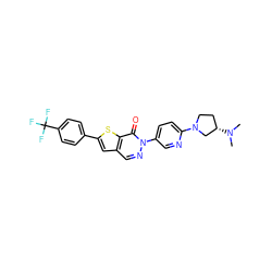 CN(C)[C@H]1CCN(c2ccc(-n3ncc4cc(-c5ccc(C(F)(F)F)cc5)sc4c3=O)cn2)C1 ZINC000036351522