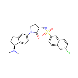 CN(C)[C@H]1CCc2cc(N3CC[C@H](NS(=O)(=O)c4ccc5cc(Cl)ccc5c4)C3=O)ccc21 ZINC000035834641