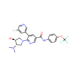 CN(C)[C@H]1CN(c2ncc(C(=O)Nc3ccc(OC(F)(F)F)cc3)cc2-c2cncc(F)c2)C[C@@H]1O ZINC001772581850