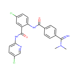 CN(C)C(=N)c1ccc(C(=O)Nc2ccc(Cl)cc2C(=O)Nc2ccc(Cl)cn2)cc1 ZINC000036126764