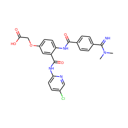 CN(C)C(=N)c1ccc(C(=O)Nc2ccc(OCC(=O)O)cc2C(=O)Nc2ccc(Cl)cn2)cc1 ZINC000040584356