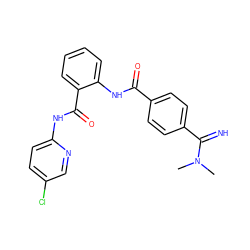 CN(C)C(=N)c1ccc(C(=O)Nc2ccccc2C(=O)Nc2ccc(Cl)cn2)cc1 ZINC000034297231