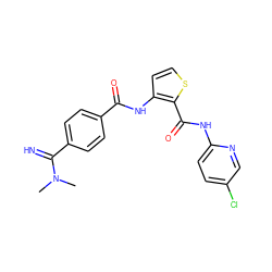 CN(C)C(=N)c1ccc(C(=O)Nc2ccsc2C(=O)Nc2ccc(Cl)cn2)cc1 ZINC000040406939