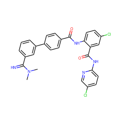 CN(C)C(=N)c1cccc(-c2ccc(C(=O)Nc3ccc(Cl)cc3C(=O)Nc3ccc(Cl)cn3)cc2)c1 ZINC000028114748