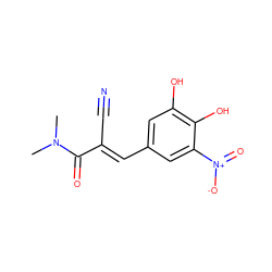 CN(C)C(=O)/C(C#N)=C/c1cc(O)c(O)c([N+](=O)[O-])c1 ZINC000036295151