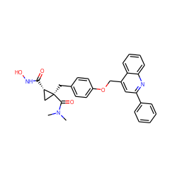 CN(C)C(=O)[C@@]1(Cc2ccc(OCc3cc(-c4ccccc4)nc4ccccc34)cc2)C[C@@H]1C(=O)NO ZINC000040430484