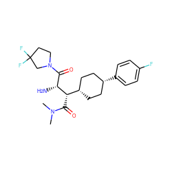 CN(C)C(=O)[C@@H]([C@H]1CC[C@@H](c2ccc(F)cc2)CC1)[C@H](N)C(=O)N1CCC(F)(F)C1 ZINC000101098664