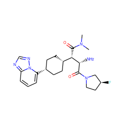 CN(C)C(=O)[C@@H]([C@H]1CC[C@@H](c2cccc3ncnn32)CC1)[C@H](N)C(=O)N1CC[C@H](F)C1 ZINC000100071163