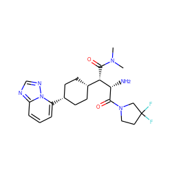 CN(C)C(=O)[C@@H]([C@H]1CC[C@@H](c2cccc3ncnn32)CC1)[C@H](N)C(=O)N1CCC(F)(F)C1 ZINC000100071166