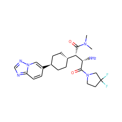 CN(C)C(=O)[C@@H]([C@H]1CC[C@H](c2ccc3ncnn3c2)CC1)[C@H](N)C(=O)N1CCC(F)(F)C1 ZINC000100035156